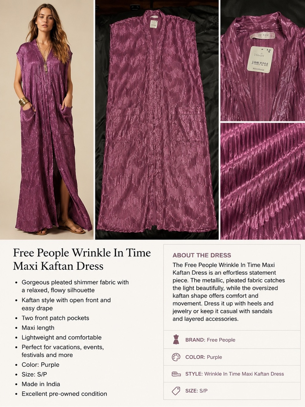 Sleeveless Textured Satin Duster in Dusty Rose